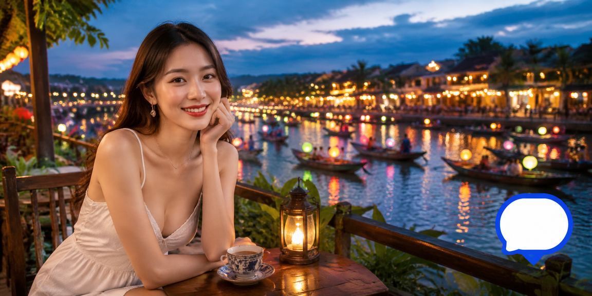 Người dùng nhận cashback bonus tại Hội An với ly cà phê Việt Nam bên cạnh điện thoại